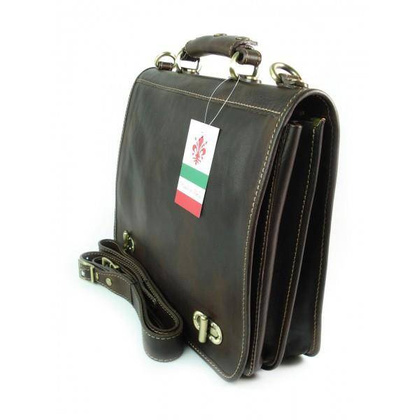 Teczka , męska aktówka ,skóra naturalna dwie przegrody Czekoladowa TM76T