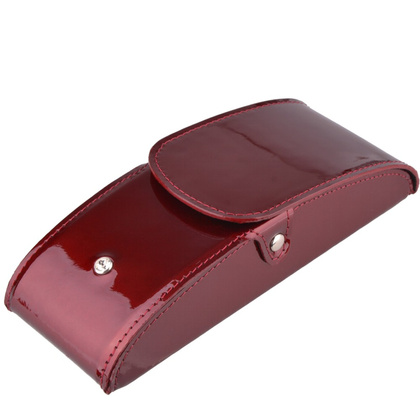 Etui na okulary skórzane KEMER ENO 12 Bordo lakier - min. zamówienie 20 / 50 / 100 szt.