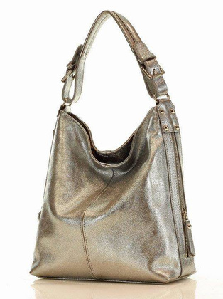 MARCO MAZZINI Elegancka torebka na ramię skóra savuage srebrna - min. zamówienie 20 / 50 / 100 szt.