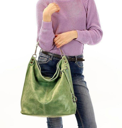 Ponadczasowa torebka worek skórzana MAZZINI - Renella zieleń pistacja - min. zamówienie 20 / 50 / 100 szt.
