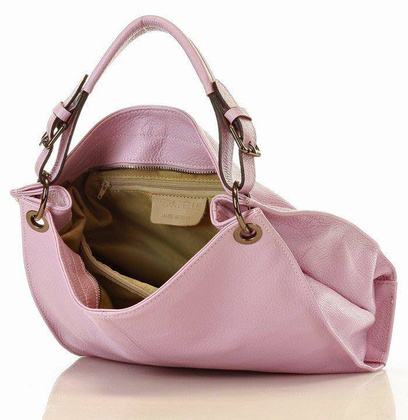 MARCO MAZZINI Torba skórzana hobo leather bag lila róż - min. zamówienie 20 / 50 / 100 szt.