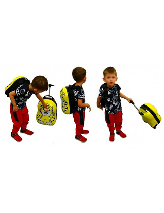 Zestaw walizka i plecak KEMER RGL MOTYLEK Różowe