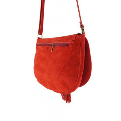 Zamszowa listonoszka ,chlebak  Vera Pelle ,pojemna przewieszka A5 Czerwona  VP490R