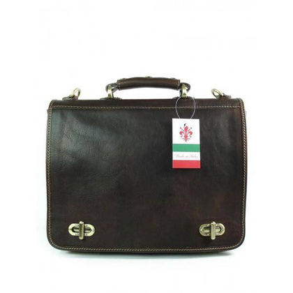 Teczka , męska aktówka ,skóra naturalna dwie przegrody Czekoladowa TM76T