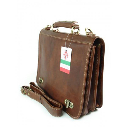 Teczka , męska aktówka ,skóra naturalna dwie przegrody Brązowa TM76M