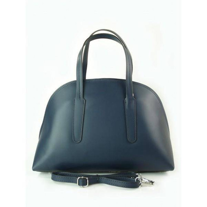 Kuferek Vera Pelle  Włoska torebka do ręki  granatowy K652BS