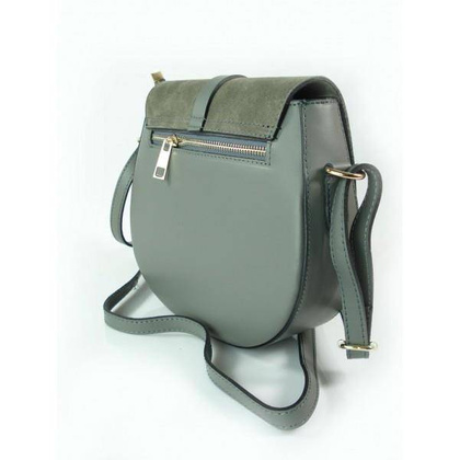 LISTONOSZKA SKÓRZANA TOREBKA CHLEBAK  ZŁOTO ZAMSZ SZARA  VP116G