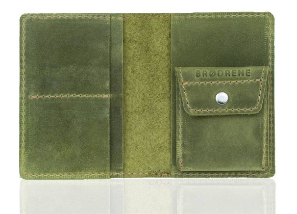 Elegancki portfel ze skóry na karty i monety BRØDRENE SW01+ zielony - min. zamówienie 20 / 50 / 100 szt.
