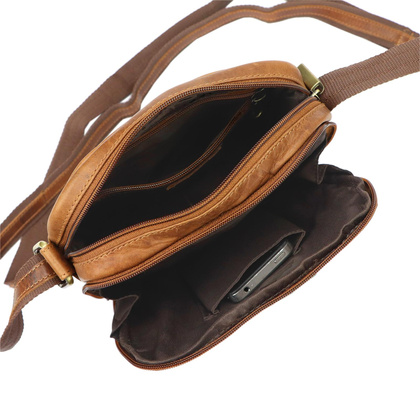 Klasyczna skórzana saszetka męska, brązowa