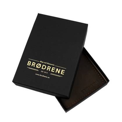 Brązowy cienki portfel ze skóry naturalnej z bilonem slim wallet BRØDRENE SW04 - min. zamówienie 20 / 50 / 100 szt.