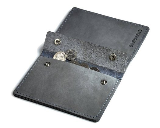 Brązowy cienki portfel ze skóry naturalnej z bilonem slim wallet BRØDRENE SW04 - min. zamówienie 20 / 50 / 100 szt.