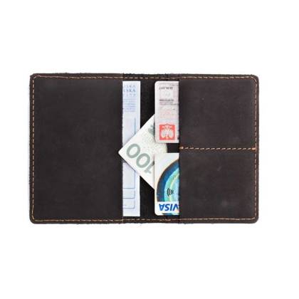 Czarny skórzany portfel slim wallet BRØDRENE SW01 - min. zamówienie 20 / 50 / 100 szt.