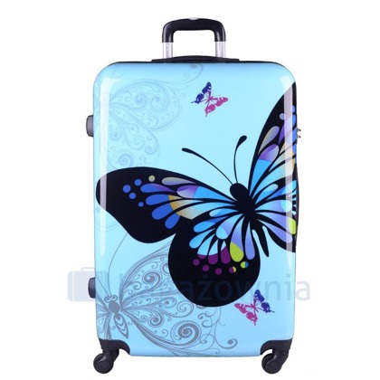 Duża walizka KEMER RGL PRINT L Niebieski Motyl