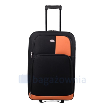 Duża walizka PELLUCCI RGL 652 L Czarna / Pomarańczowa
