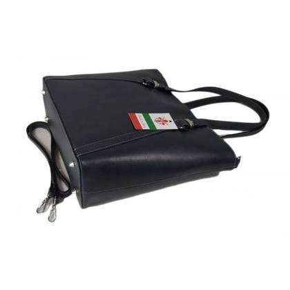 Klasyczna Włoska torebka skórzana na ramię mieści A4 ,Vera Pelle , Szara MVN14G