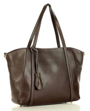 Shopper bag skórzana torebka na ramię trapez - MARCO MAZZINI ciemny brąz caffe - min. zamówienie 20 / 50 / 100 szt.