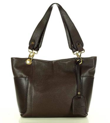Skórzana torba damska w trapez na ramię sholder genuine leather bag - MARCO MAZZINI ciemny brąz caffe