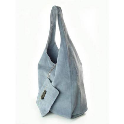 WOREK ZAMSZ SHOPPER BAG WŁOSKA SKÓRZANA TORBA XL A4  BLUE  W456BS2