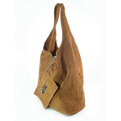 WOREK ZAMSZ SHOPPER BAG WŁOSKA SKÓRZANA TORBA XL A4  CAMEL  W456C KEMER