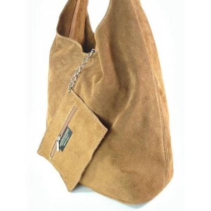 WOREK ZAMSZ SHOPPER BAG WŁOSKA SKÓRZANA TORBA XL A4  CAMEL  W456C KEMER